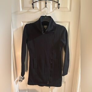 Bench Women's Black Asymmetrical Minimalist Tailored Zip Coat, Sz 6